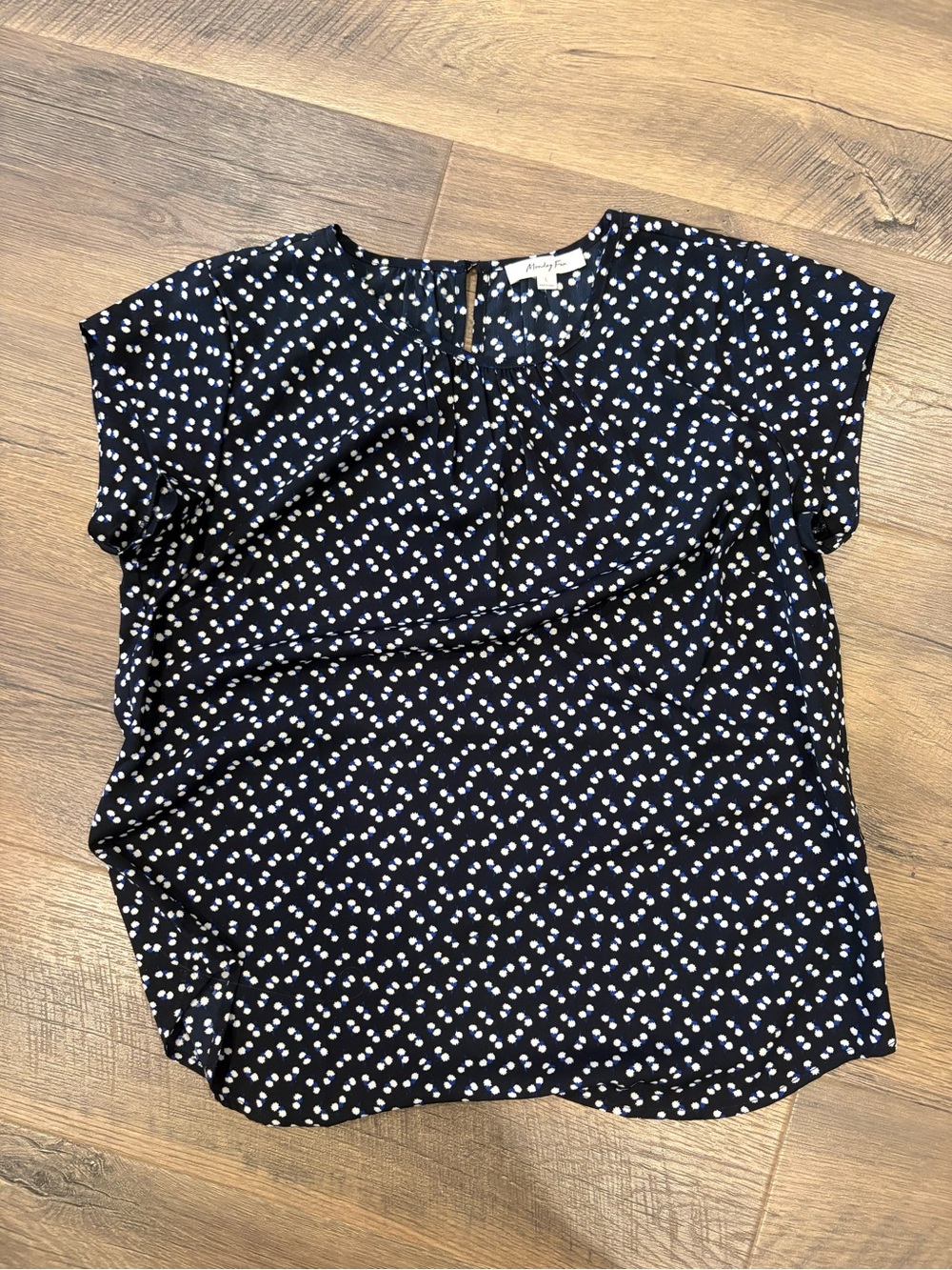 Short Sleeve Black Polka Dot Blouse